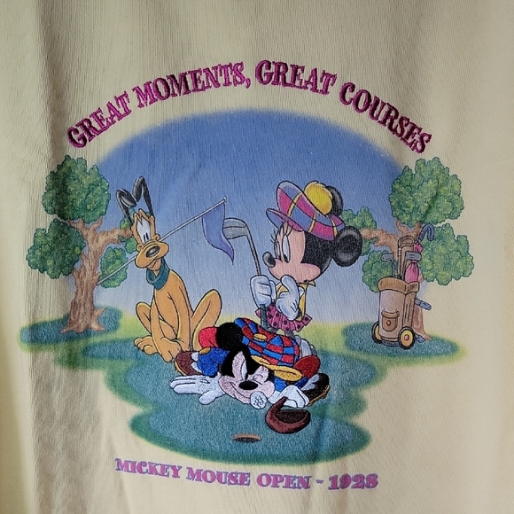 Disney Store Vintage 90's Embroidered Yellow Graphic Sweatshirt Size L - Picture 3 of 10